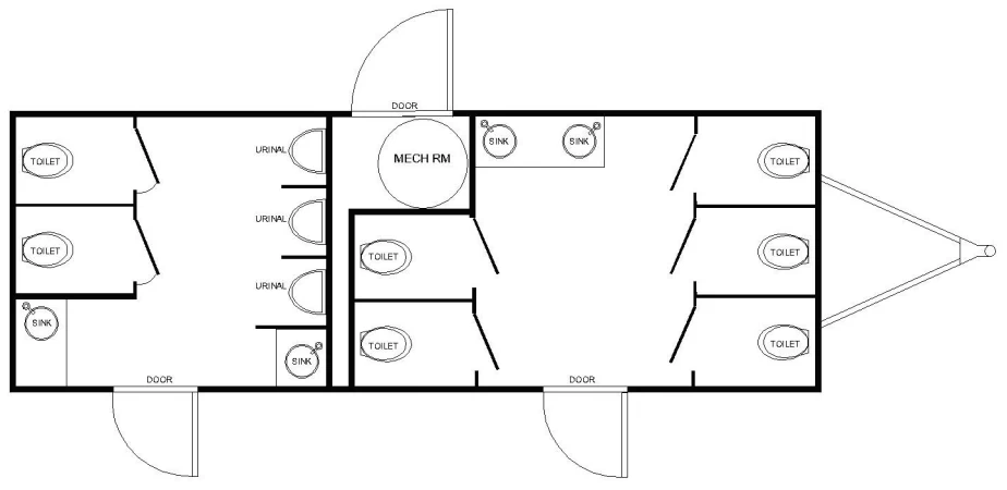 2 Door, 10 Stalls floor plan