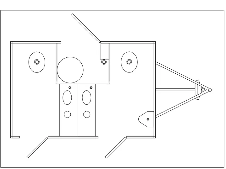 2 Door, 2 Stalls floor plan