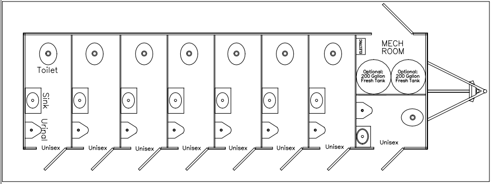 8 Door, 8 Stalls floor plan